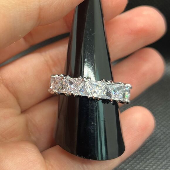 Silver Zirconium Eternity Ring-Bold and Brilliant - Picture 7 of 9
